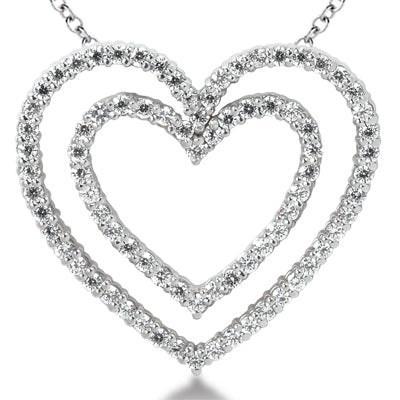 Round Diamond Heart Pendant (Total Diamond Weight 0.87ct, Quality GH-VS)