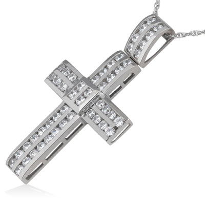 Round Diamond Cross Pendant (Total Diamond Weight 1.32ct, Quality GH-VS)