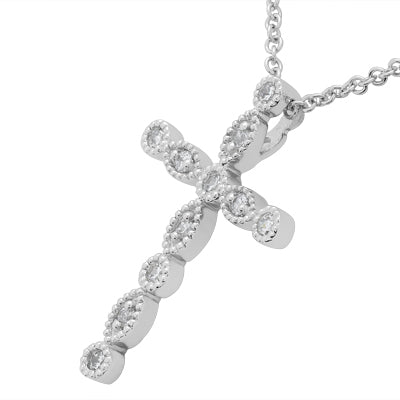 Round Diamond Cross Pendant (Total Diamond Weight 0.20ct, Quality GH-VS)