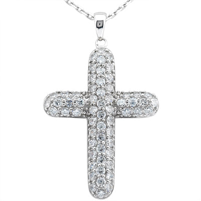 Round Diamond Cross Pendant (Total Diamond Weight 1.80ct, Quality GH-VS)