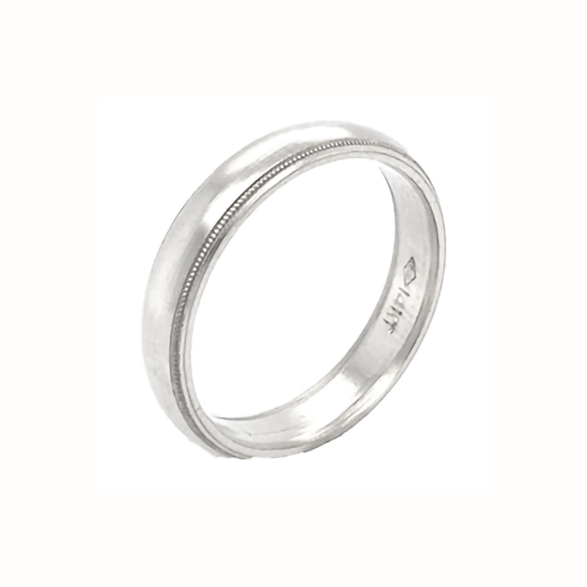 Half-Round Comfort Fit Polished Millgrain Gold Wedding Band 3MM