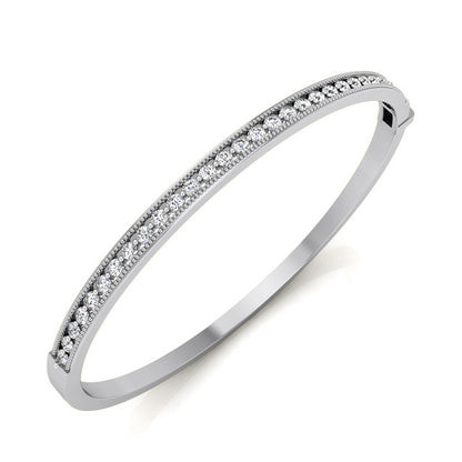 Round Diamond Bangle Bracelet (Total Diamond Weight 0.87ct, Quality GH-VS)
