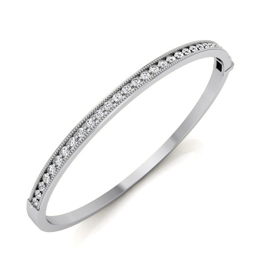 Round Diamond Bangle Bracelet (Total Diamond Weight 0.87ct, Quality GH-VS)