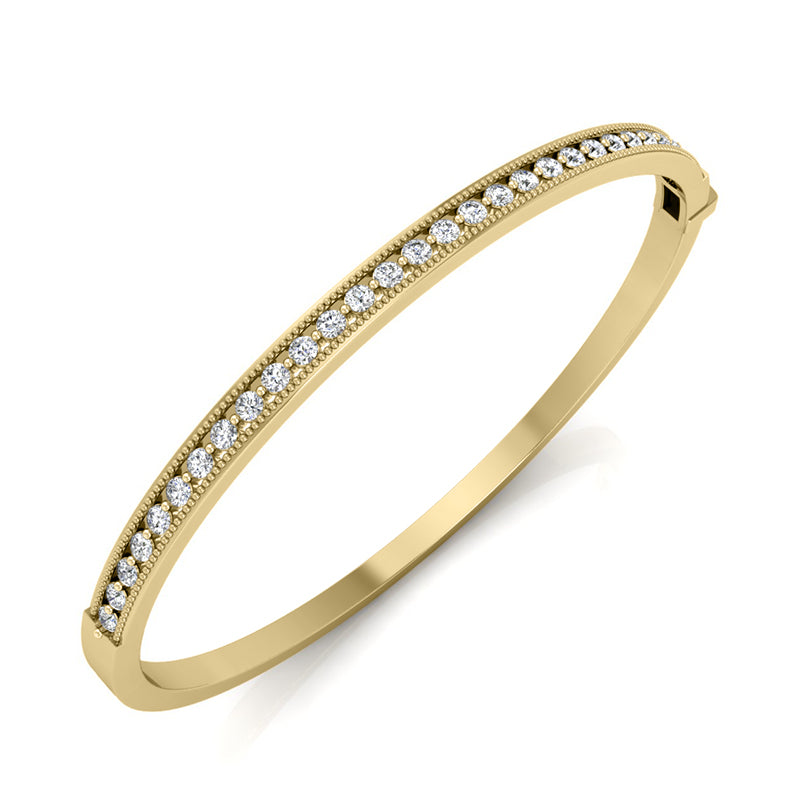 Round Diamond Bangle Bracelet (Total Diamond Weight 0.87ct, Quality GH-VS)