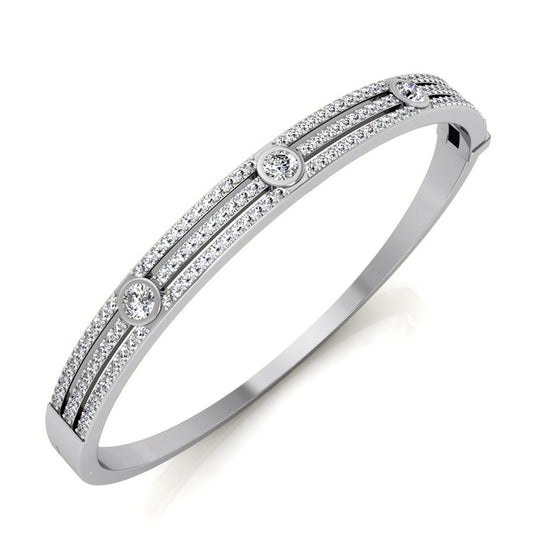 Round Diamond Bangle Bracelet (Total Diamond Weight 1.55ct, Quality GH-VS)