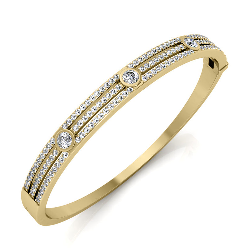 Round Diamond Bangle Bracelet (Total Diamond Weight 1.55ct, Quality GH-VS)
