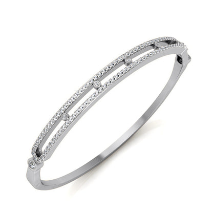 Round Diamond Bangle Bracelet (Total Diamond Weight 1.04ct, Quality GH-VS)