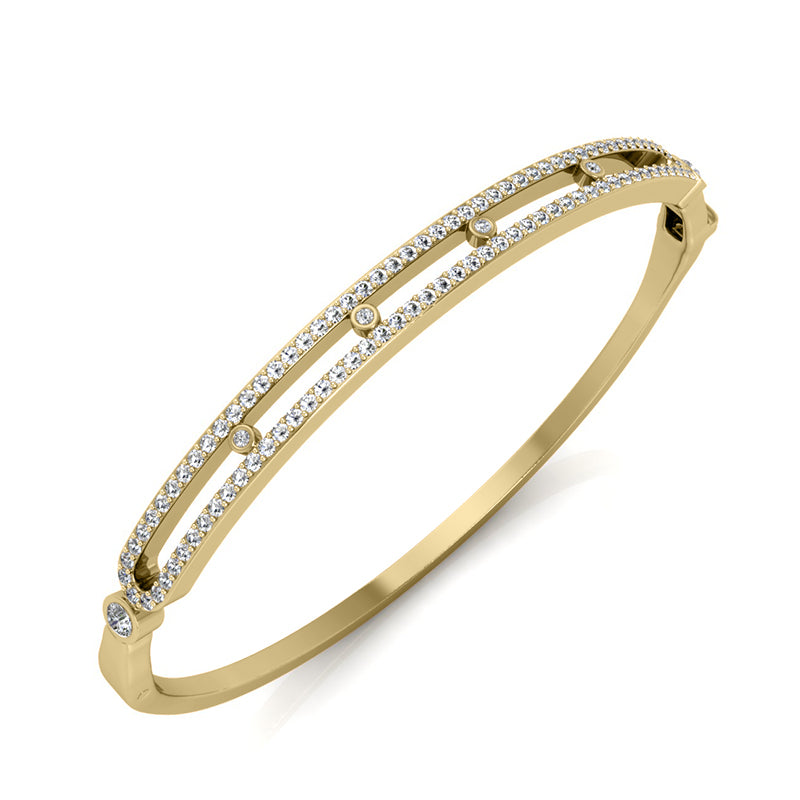 Round Diamond Bangle Bracelet (Total Diamond Weight 1.04ct, Quality GH-VS)