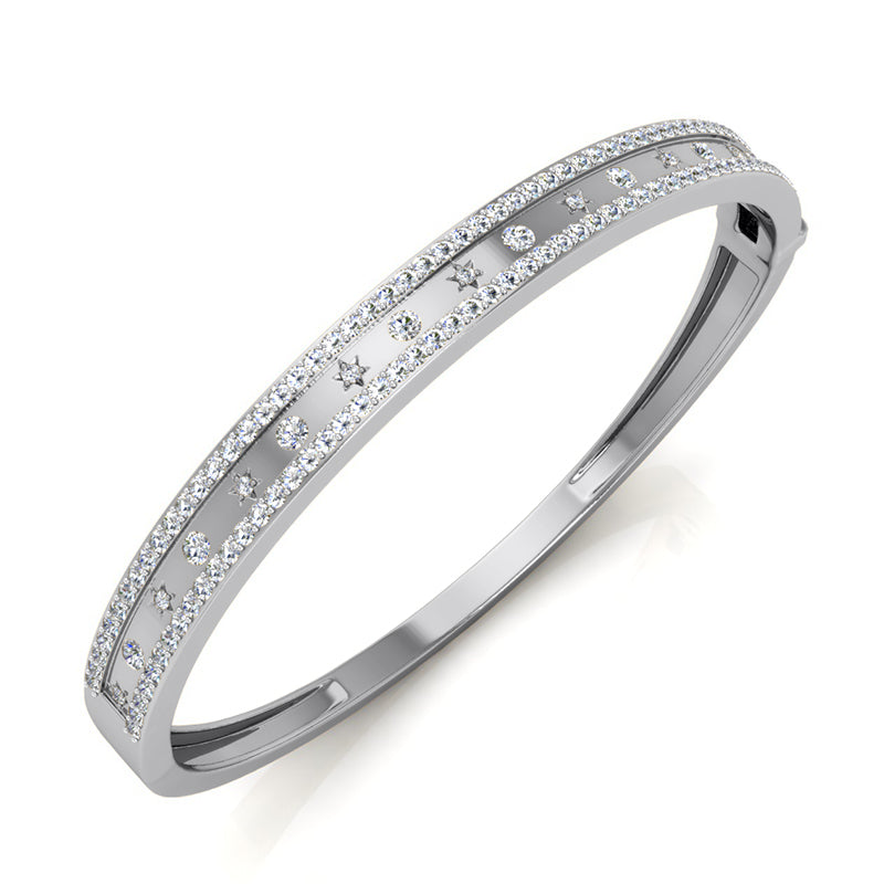 Round Diamond Bangle Bracelet (Total Diamond Weight 1.37ct, Quality GH-VS)