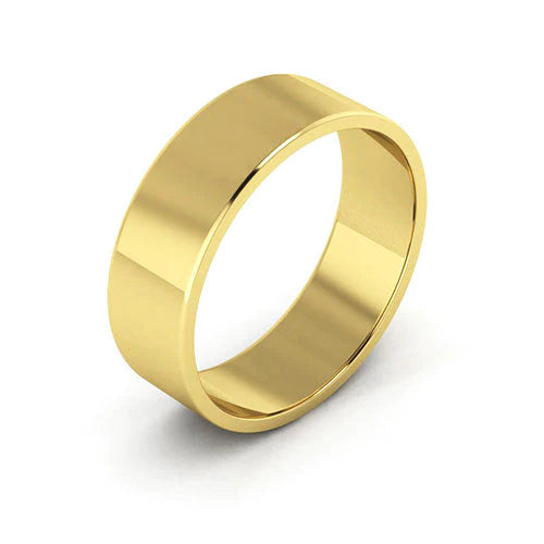 Flat Gold Wedding Band 6MM