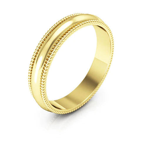 Millgrain Gold Wedding Band 4MM