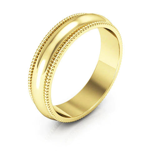 Millgrain Gold Wedding Band 5MM
