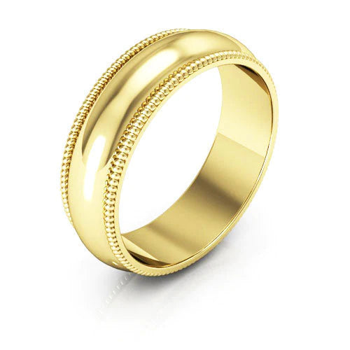Millgrain Gold Wedding Band 6MM