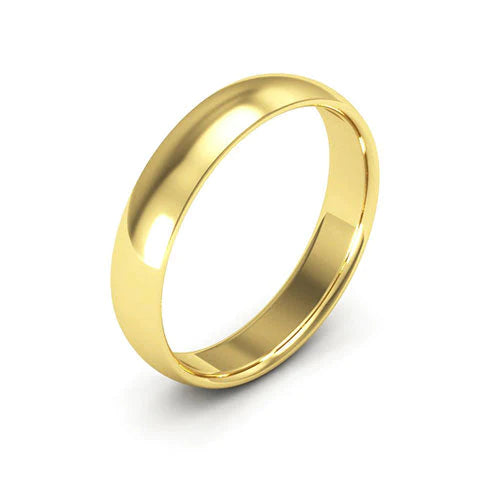 Half-Round Comfort Fit Gold Wedding Band 4MM