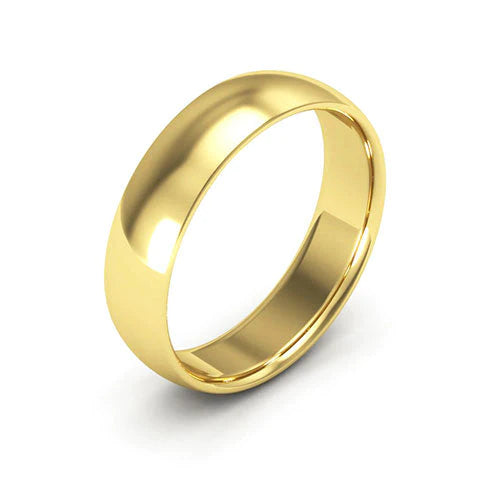 Half-Round Comfort Fit Gold Wedding Band 5MM
