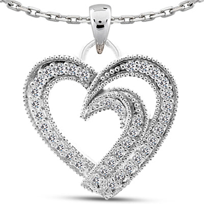 Round Diamond Heart Pendant (Total Diamond Weight 0.36ct, Quality GH-VS)