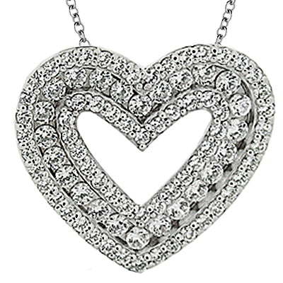 Round Diamond Heart Pendant (Total Diamond Weight 1.34ct, Quality GH-VS)