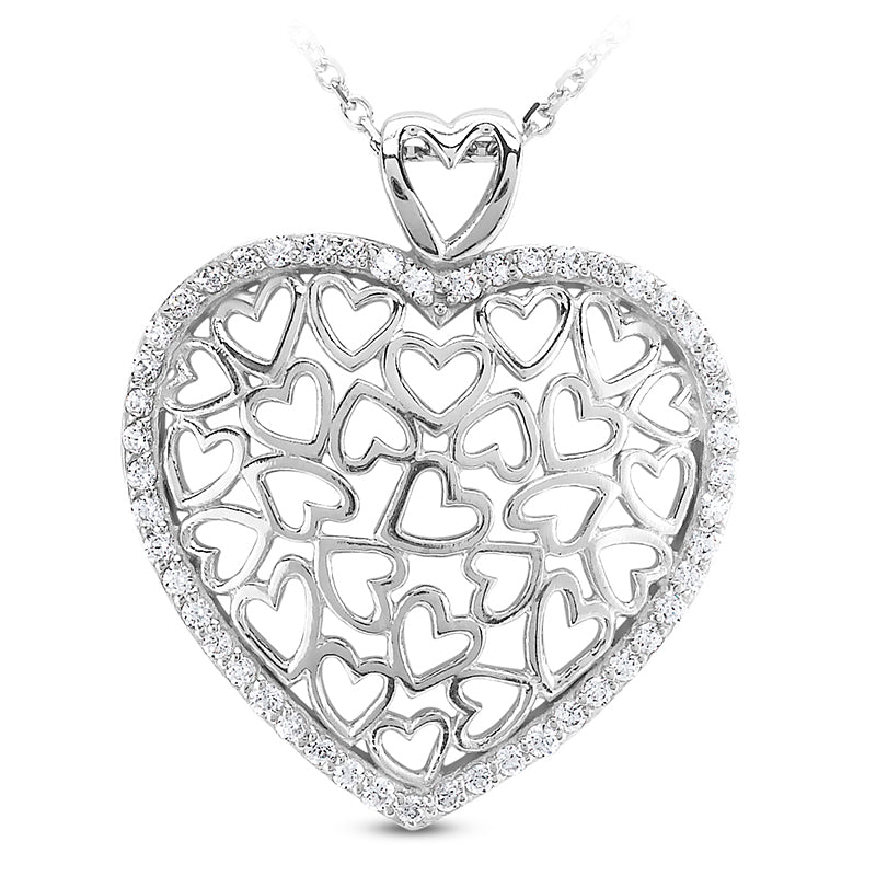 Round Diamond Heart Pendant (Total Diamond Weight 0.37ct, Quality GH-VS)
