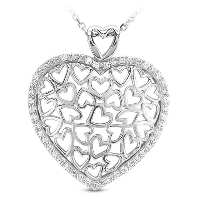 Round Diamond Heart Pendant (Total Diamond Weight 0.37ct, Quality GH-VS)