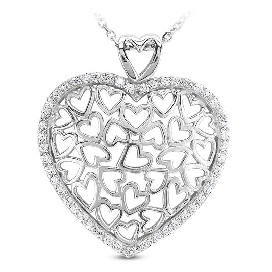 Round Diamond Heart Pendant (Total Diamond Weight 0.37ct, Quality GH-VS)