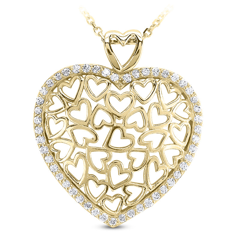 Round Diamond Heart Pendant (Total Diamond Weight 0.37ct, Quality GH-VS)
