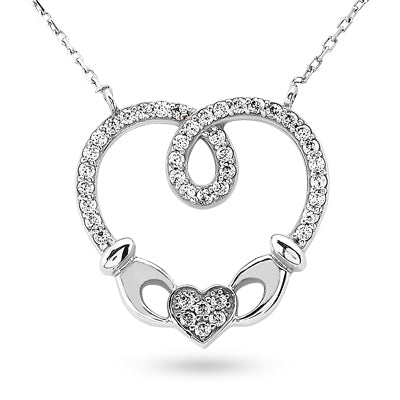 Round Diamond Heart Pendant (Total Diamond Weight 0.41ct, Quality GH-VS)