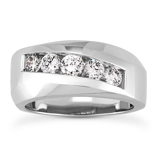 Mens Round Diamond Wedding Band (Total Diamond Weight 1.09ct, Quality GH-VS)