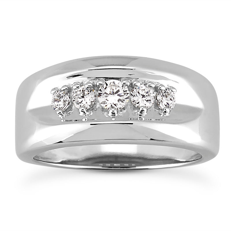 Mens Round Diamond Wedding Band (Total Diamond Weight 0.56ct, Quality GH-VS)