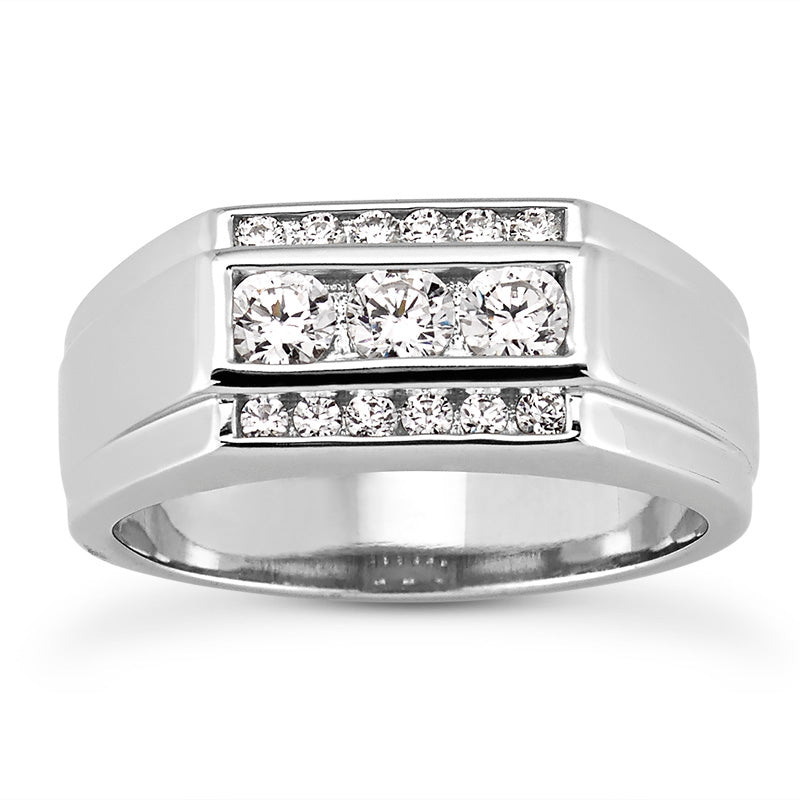 Mens Round Diamond Wedding Band (Total Diamond Weight 0.75ct, Quality GH-VS)