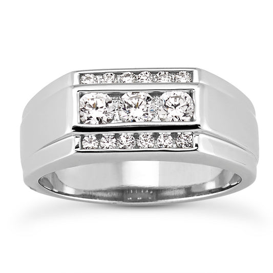 Mens Round Diamond Wedding Band (Total Diamond Weight 0.75ct, Quality GH-VS)