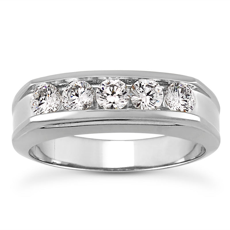 Mens Round Diamond Wedding Band (Total Diamond Weight 0.90ct, Quality GH-VS)