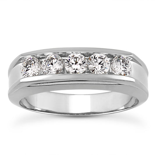 Mens Round Diamond Wedding Band (Total Diamond Weight 0.90ct, Quality GH-VS)