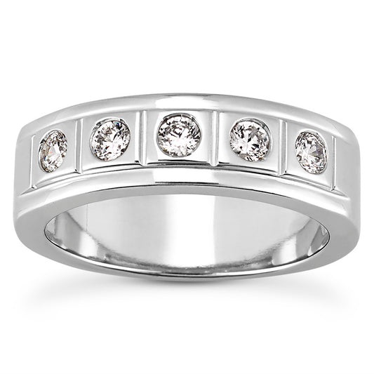 Mens Round Diamond Wedding Band (Total Diamond Weight 0.45ct, Quality GH-VS)