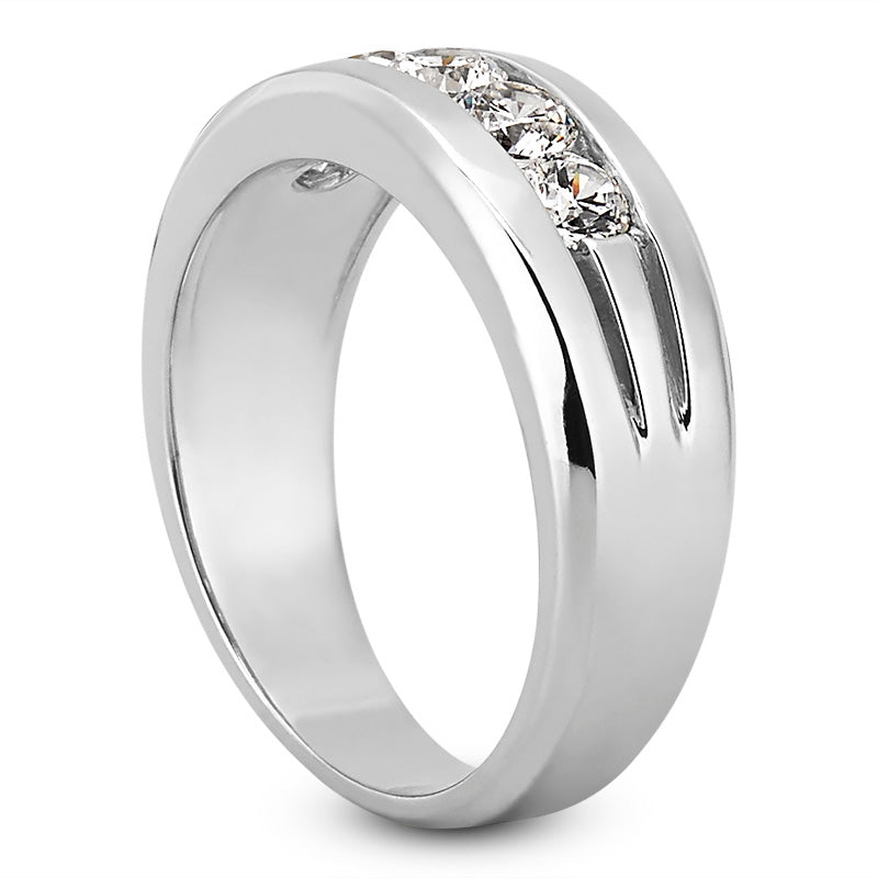 Mens Round Diamond Wedding Band (Total Diamond Weight 0.99ct, Quality GH-VS)