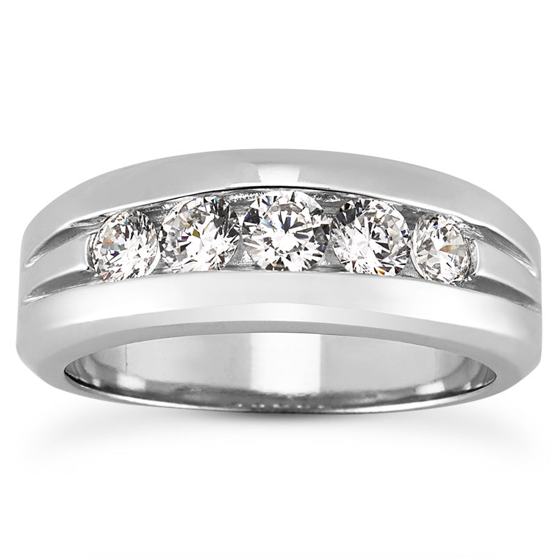 Mens Round Diamond Wedding Band (Total Diamond Weight 0.99ct, Quality GH-VS)