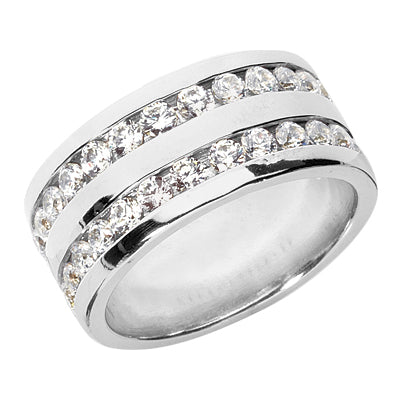 Mens Round Diamond Wedding Band (Total Diamond Weight 0.96ct, Quality GH-VS)