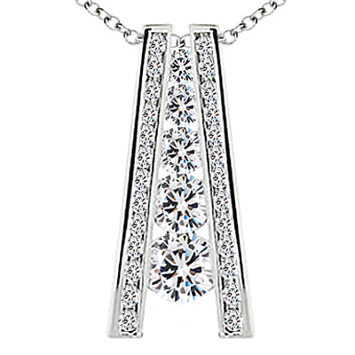 Round Diamond Journey Pendant (Total Diamond Weight 0.50ct, Quality GH-VS)