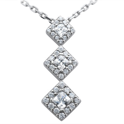Princess Round Diamond Halo Pendant (Total Diamond Weight 0.93ct, Quality GH-VS)