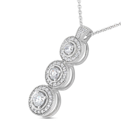 Round Diamond Halo Pendant (Total Diamond Weight 1.24ct, Quality GH-VS)