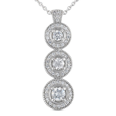 Round Diamond Halo Pendant (Total Diamond Weight 1.24ct, Quality GH-VS)