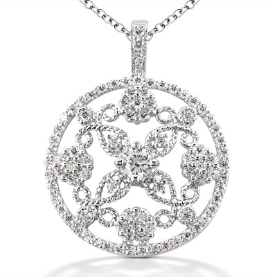 Round Diamond Circle Pendant (Total Diamond Weight 1.17ct, Quality GH-VS)