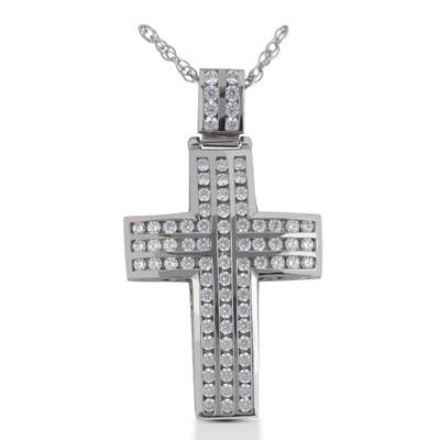 Round Diamond Cross Pendant (Total Diamond Weight 1.66ct, Quality GH-VS)