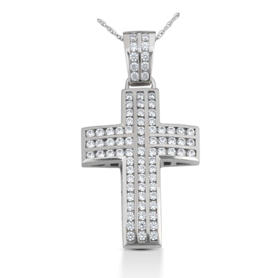 Round Diamond Cross Pendant (Total Diamond Weight 2.40ct, Quality GH-VS)