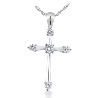 Round Diamond Cross Pendant (Total Diamond Weight 0.30ct, Quality GH-VS)