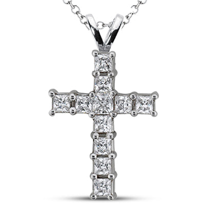 Princess Diamond Cross Pendant (Total Diamond Weight 0.33ct, Quality GH-VS)