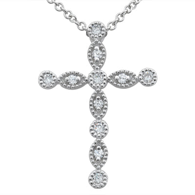 Round Diamond Cross Pendant (Total Diamond Weight 0.20ct, Quality GH-VS)