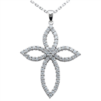Round Diamond Cross Pendant (Total Diamond Weight 1.55ct, Quality GH-VS)