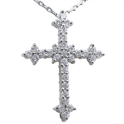 Round Diamond Cross Pendant (Total Diamond Weight 0.45ct, Quality GH-VS)