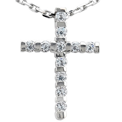 Round Diamond Cross Pendant (Total Diamond Weight 0.33ct, Quality GH-VS)