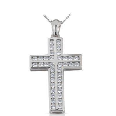 Round Diamond Cross Pendant (Total Diamond Weight 1.90ct, Quality GH-VS)